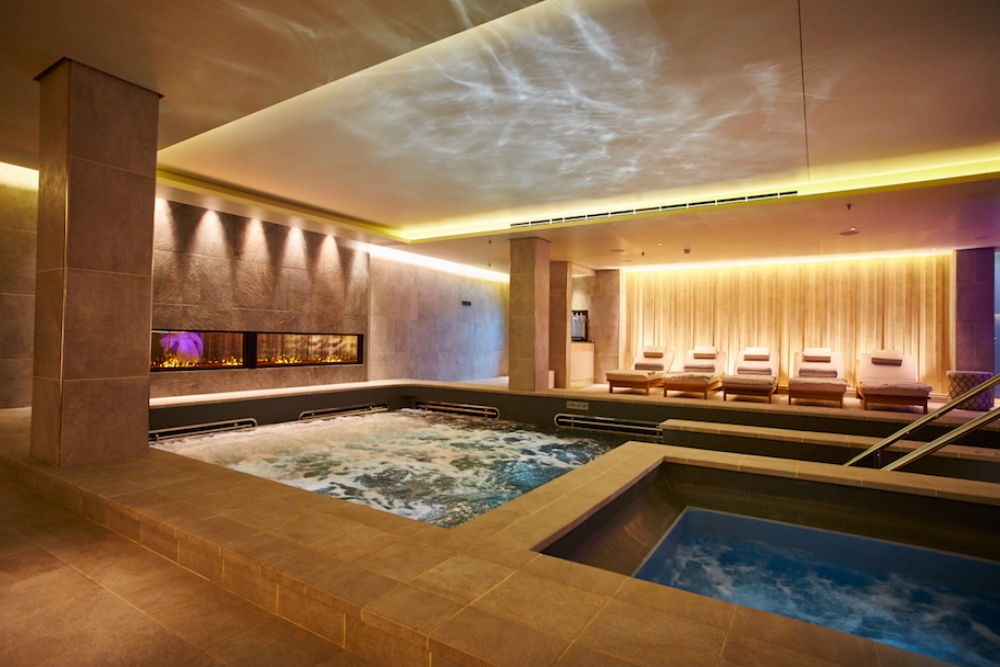 The onboard spa, which all passengers are free to use without paying an additional fee. Along with a heated pool and whirlpool, the spa also has saunas, plunge pools, and a snow room.