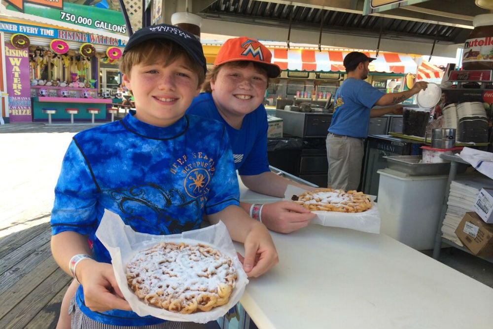 Doug and Charlie tried funnel cakes—and loved them.