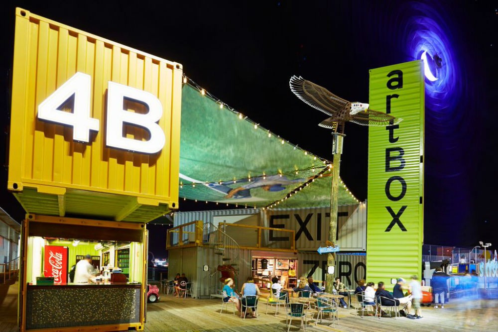 artBOX, an “artists’ village” made from shipping containers, sits on one of the amusement piers and offers art classes.