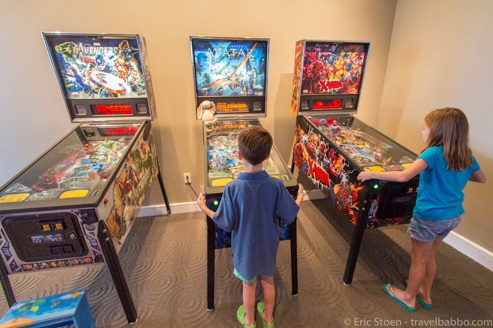 Playing complimentary pinball at the Four Seasons Orlando Resort. by Travel Babbo