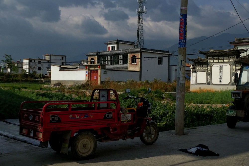 Farmland is right up against people's homes in Dali, Yunnan Province, China