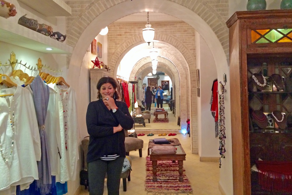 Fashion designer Nawal El Hariti in her boutique.