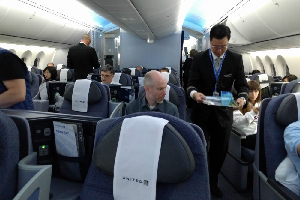 United 787 business first cabin