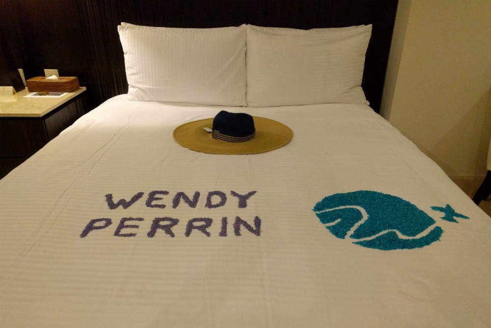 colored rice in shape of WendyPerrin.com logo at grand velas riviera maya hotel Mexico