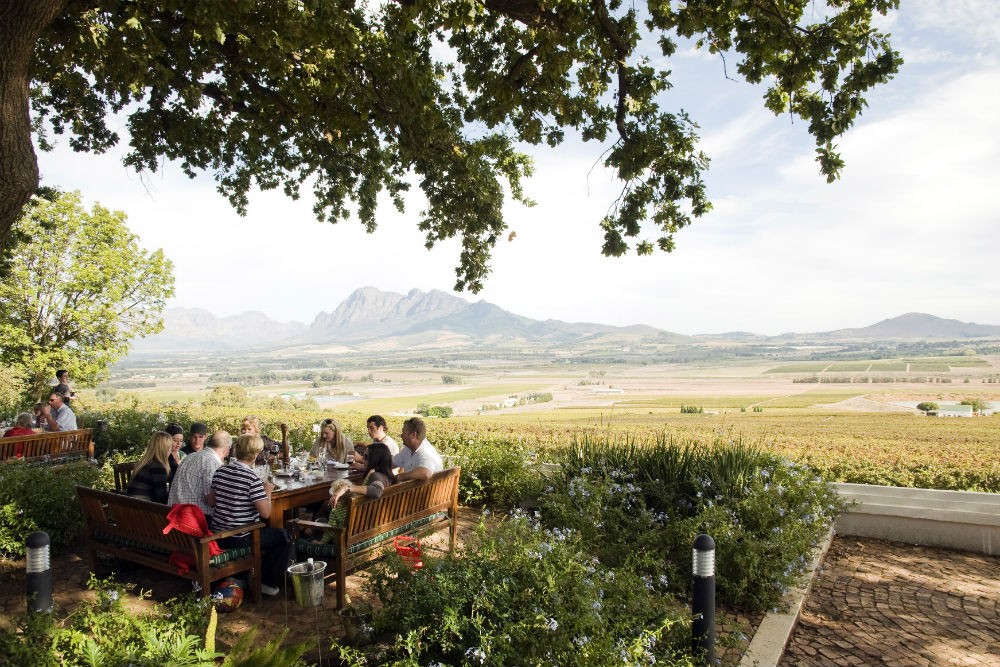 Restaurant in the garden of Spice Route wine estate, Cape Wine Route, Paarl, Western Cape Province, South Africa. Photo: South Africa Tourism