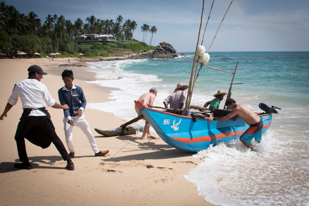 fishing boat at Anantara Peace Haven Resort in Tangalle, Sri Lanka