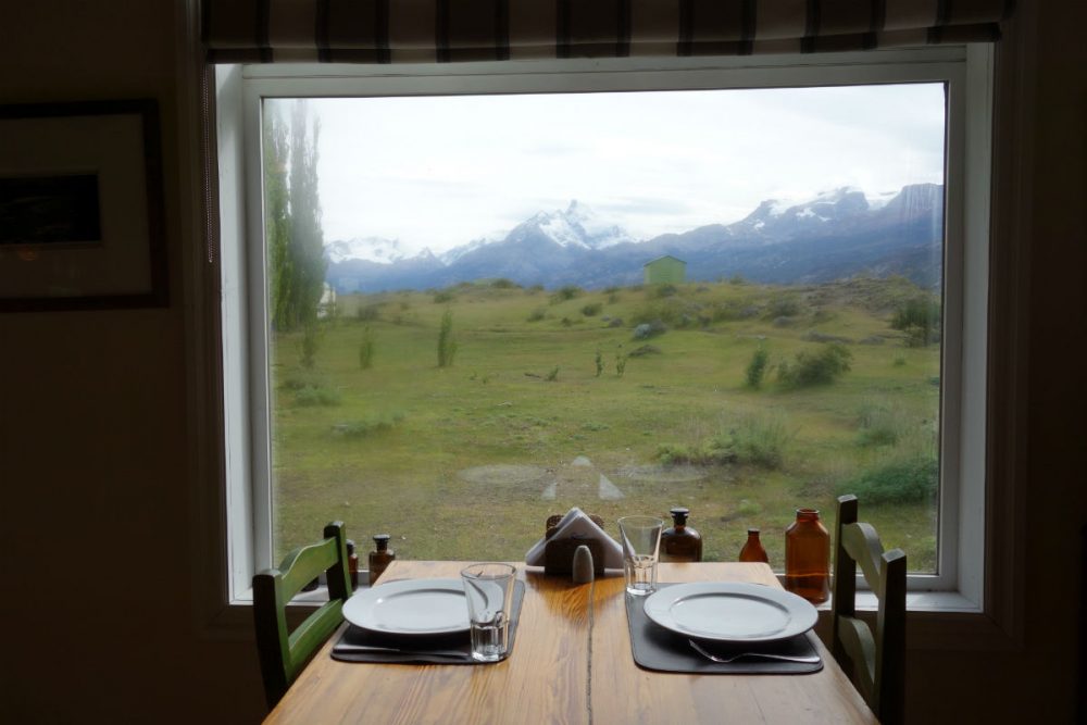 The view of the mountains from Estancia Cristina's dining room Patagonia