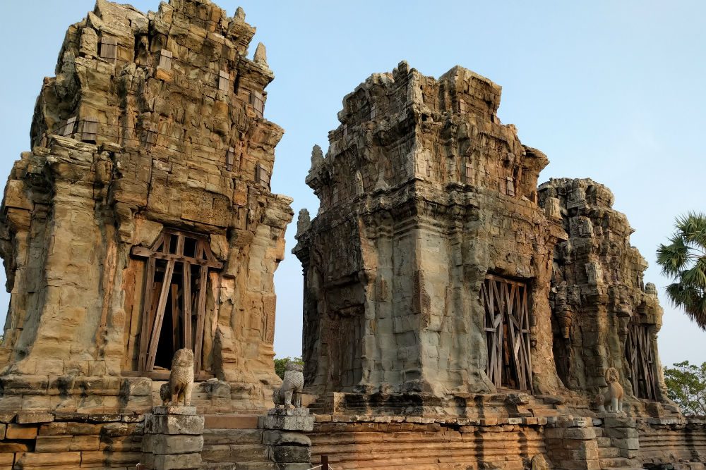 Phnom Krom temple ruins atop a small mountain outside Siem Reap Cambodia