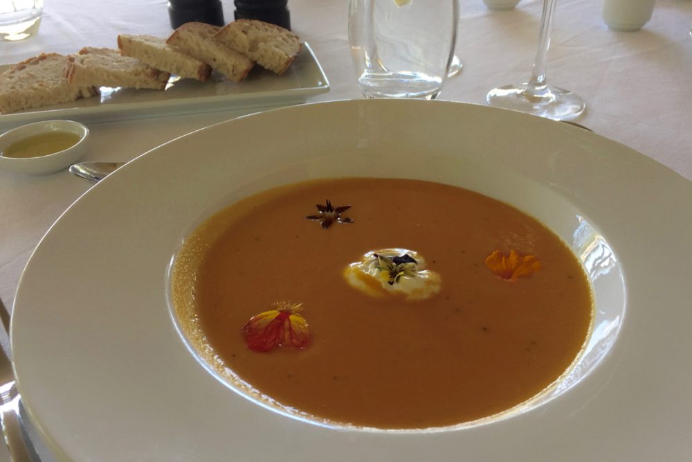 The appetizer: Carrot and Muchingachinga soup