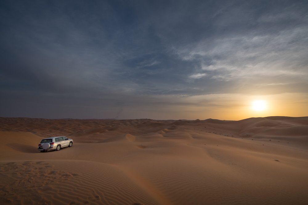 Abu Dhabi Qasr al Sarab dune bashing sunset