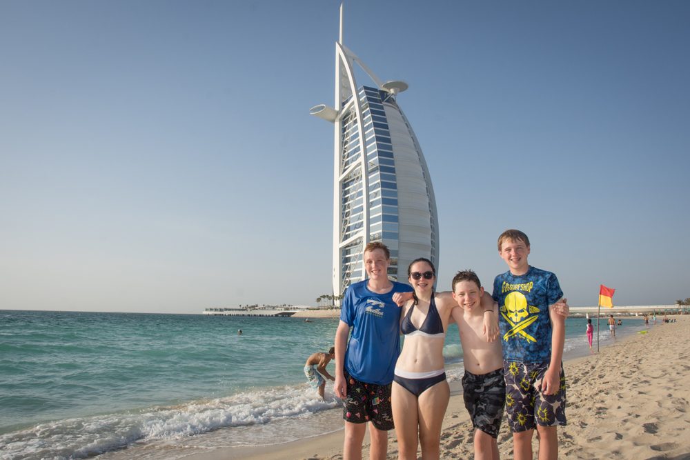 Burj al Arab beach with kids