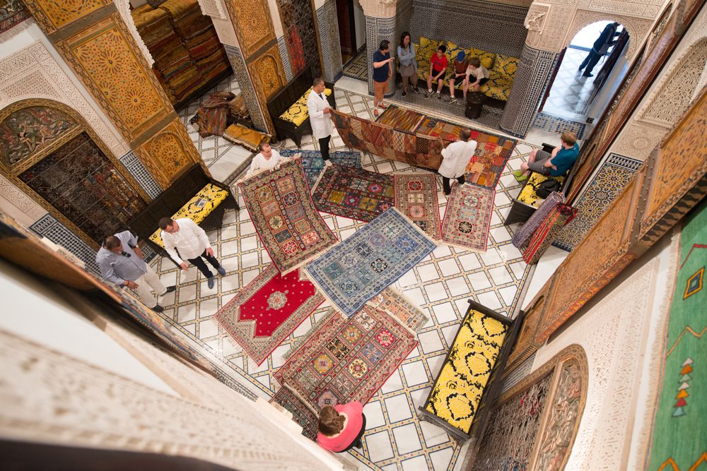Morocco Fez carpet store aerial view