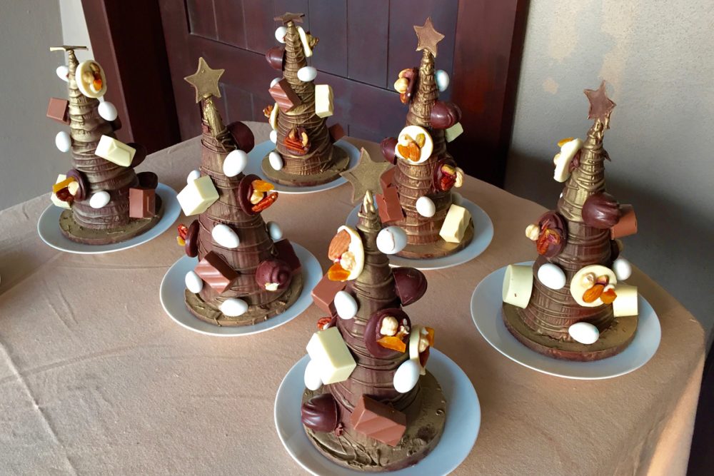 More of those chocolate Christmas trees, to be delivered to each guest room. Yum.