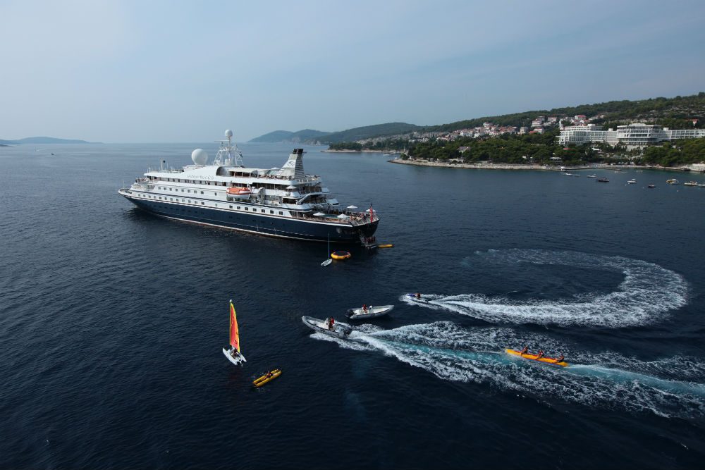 sea dream cruise ship offers watersports off the back of the boat in Hvar Croatia