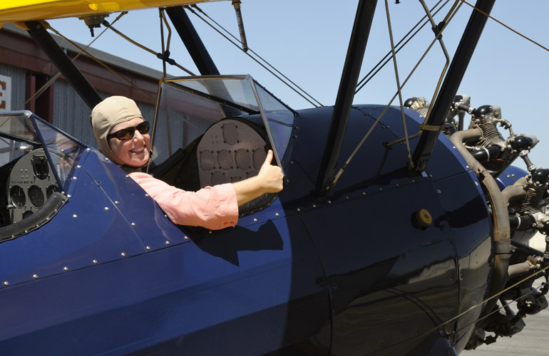 Yours Truly about to take off in a biplane at Vintage Aircraft Co. in Sonoma.