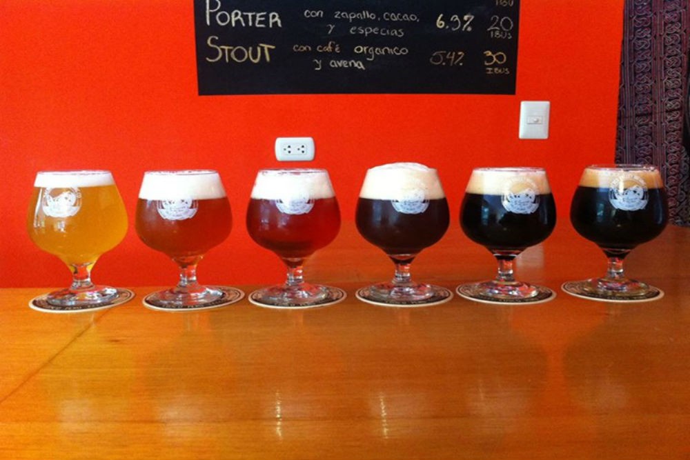 Beer sampler at Cerveceria de Valle Peru