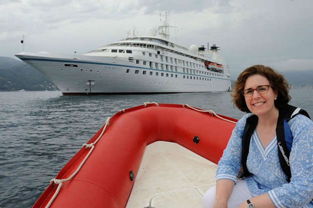 Windstar Cruises’ Star Breeze—and Wendy in one of its zodiacs