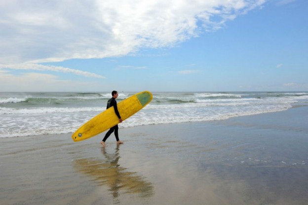 A surfer in Wildwood Crest, New Jersey