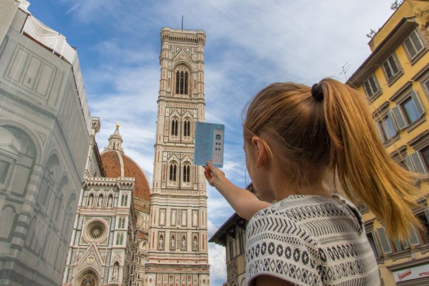 girl in front of duomo florence italy