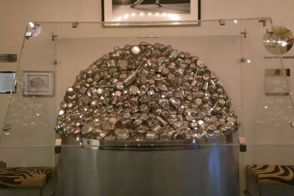 "Miter" by Subodh Gupta, in the Dream Downtown gallery. Photo: Billie Cohen