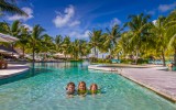 The Four Seasons Bora Bora is a honeymoon destination, but the pool couldn’t have been more kid-friendly. by Travel Babbo