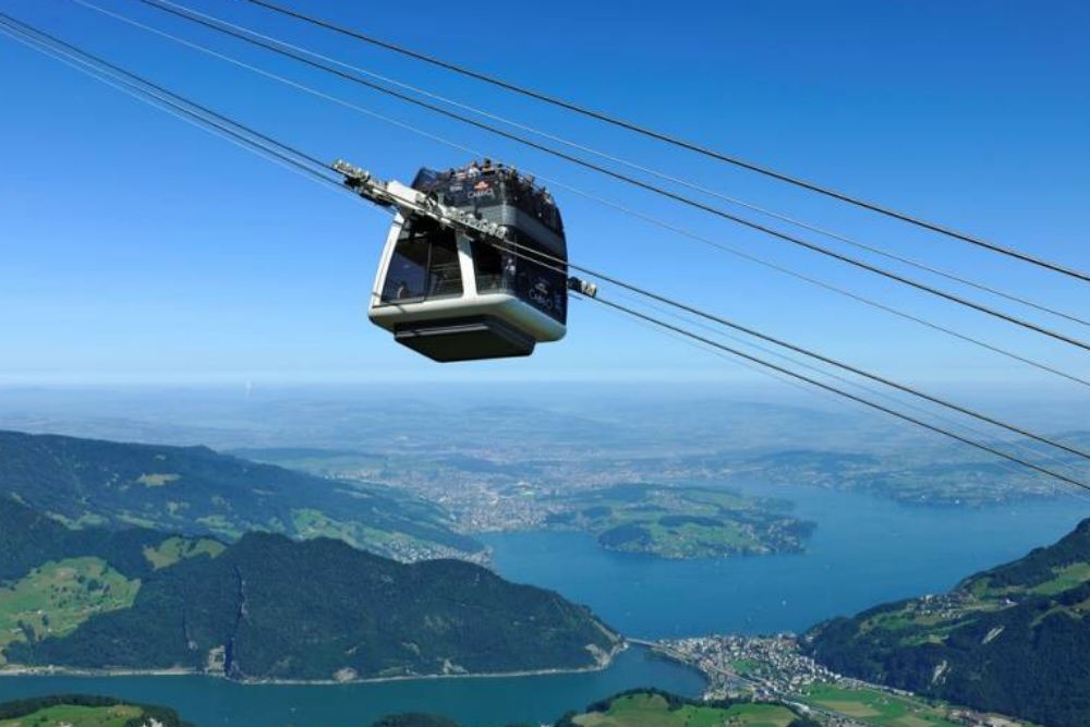 convertible cable car up Mt. Stanserhorn Switzerland