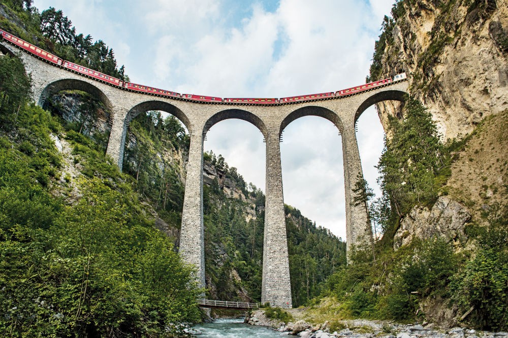 Bernina Express train through Switzerland
