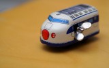 toy bullet train photo by Barron Fujimoto