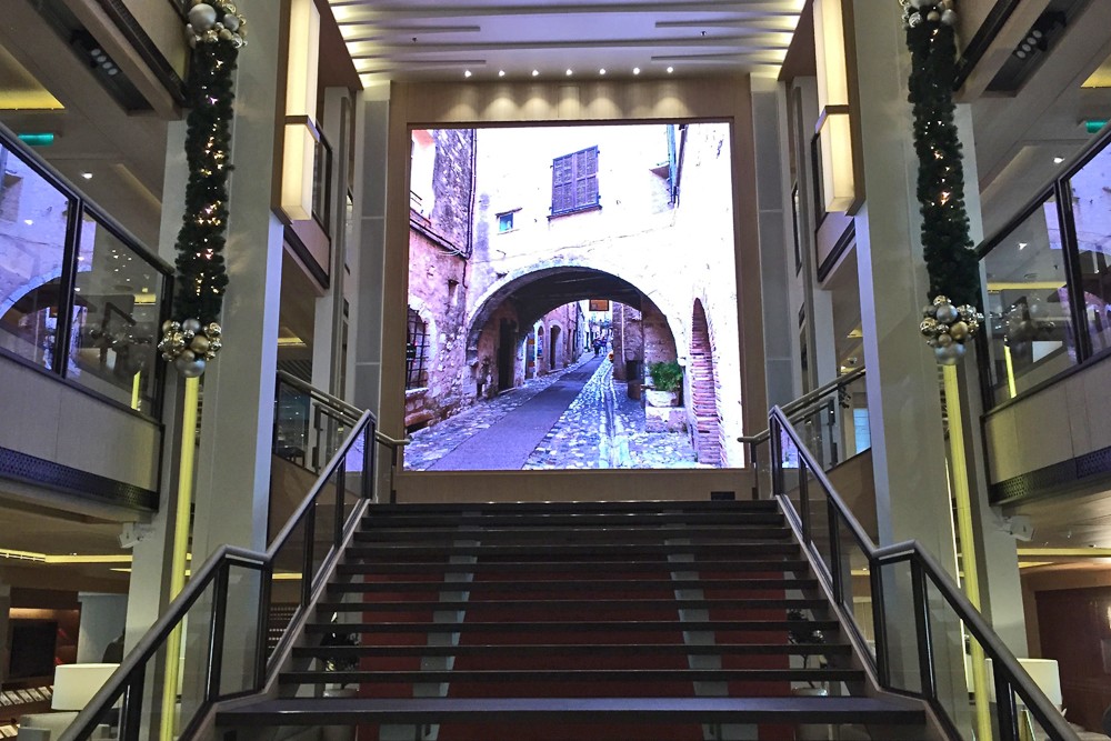 video screen on Viking Star cruise ship