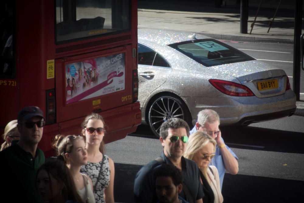 crystal-encrusted Mercedes