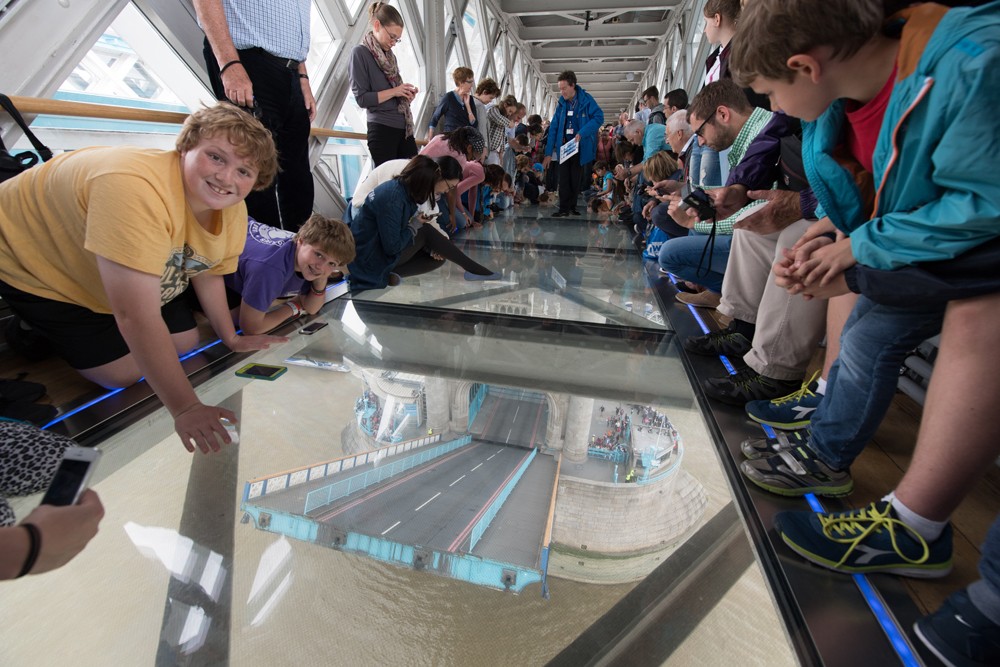 From one of the bridge’s glass-bottomed floors we watched the drawbridge lift.