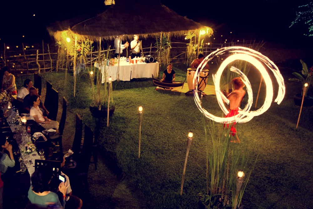 Villa Chandara private circus performance, Siem Reap, Cambodia.