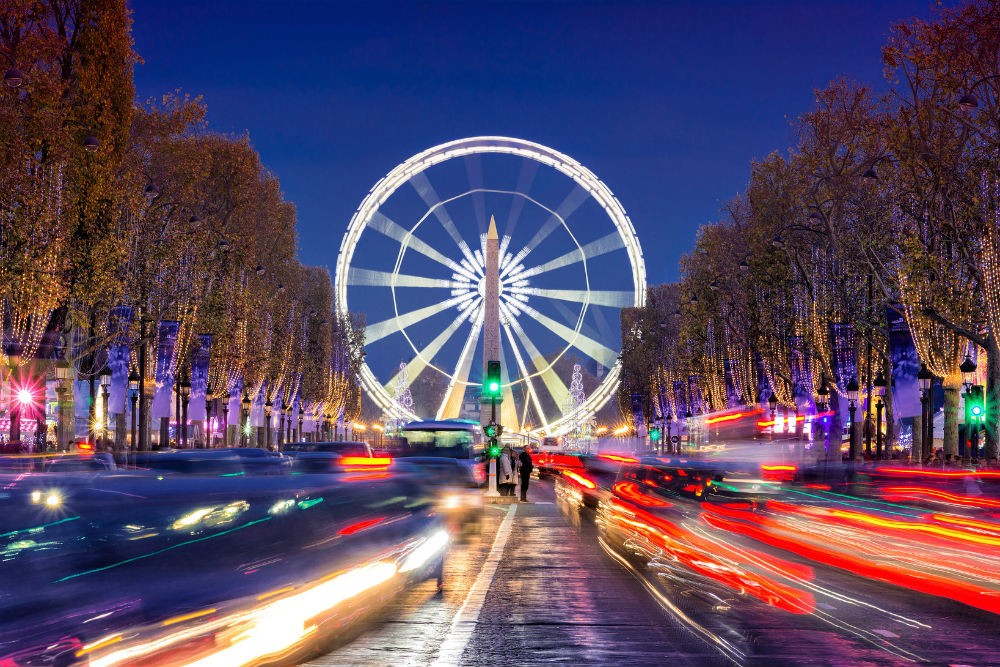 The Champs-Élysées at Christmas time, Paris, France