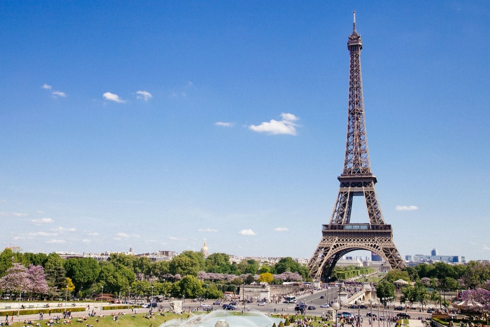 The Eiffel Tower and surrounding gardens, Paris