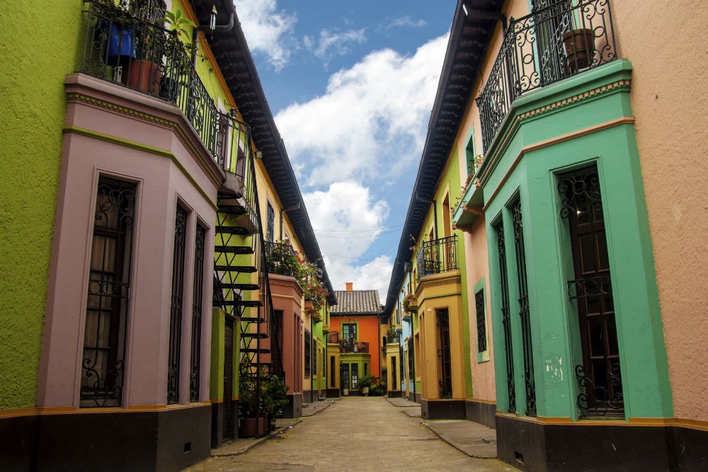 Historic colorful buildings in Bogota, Colombia