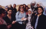 Wendy making friends at the ancient Phoenician city of Baalbek in Lebanon