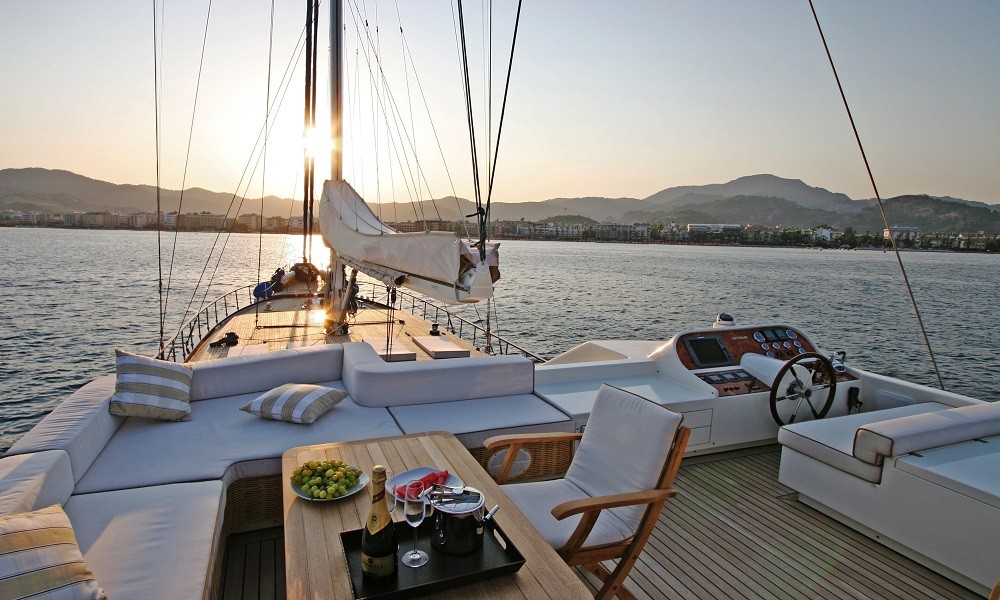 view from a wooden gulet boat on Turkey's Aegean Coast