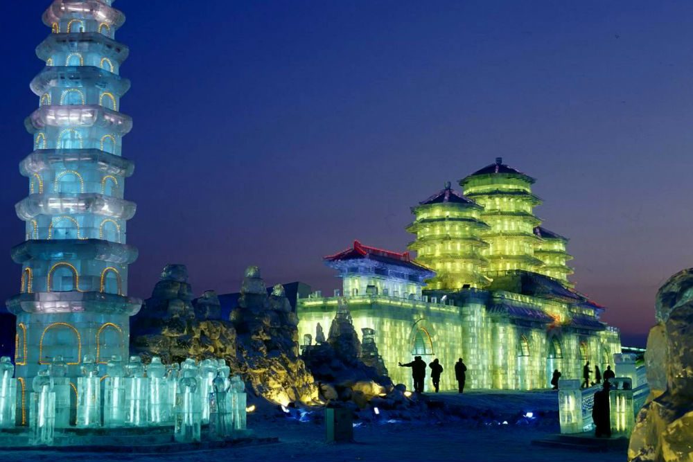 ice sculptures at ice and snow festival in harbin china