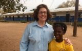 Wendy Perrin and young girl from Chiawa School in Zambia