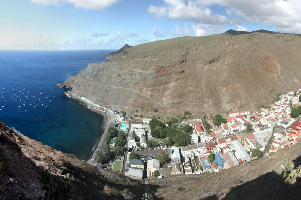 aerial view of Jamestown, St. Helena