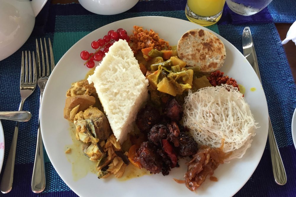 Christmas morning began with breakfast. Every Western breakfast food was available, but I always prefer to eat like the locals.