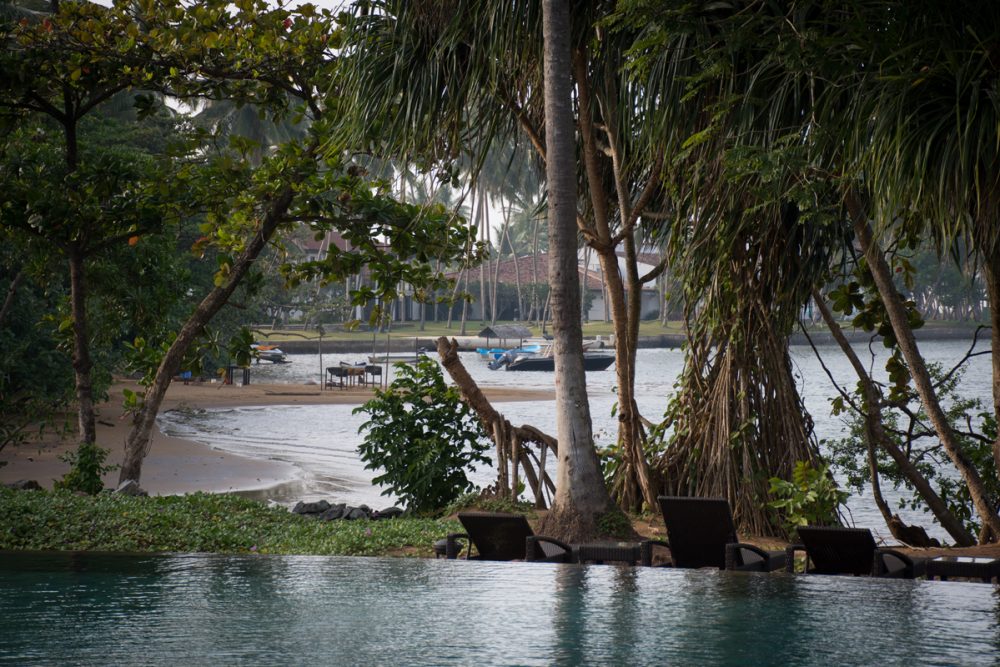 Late-afternoon view of the beach from the pool