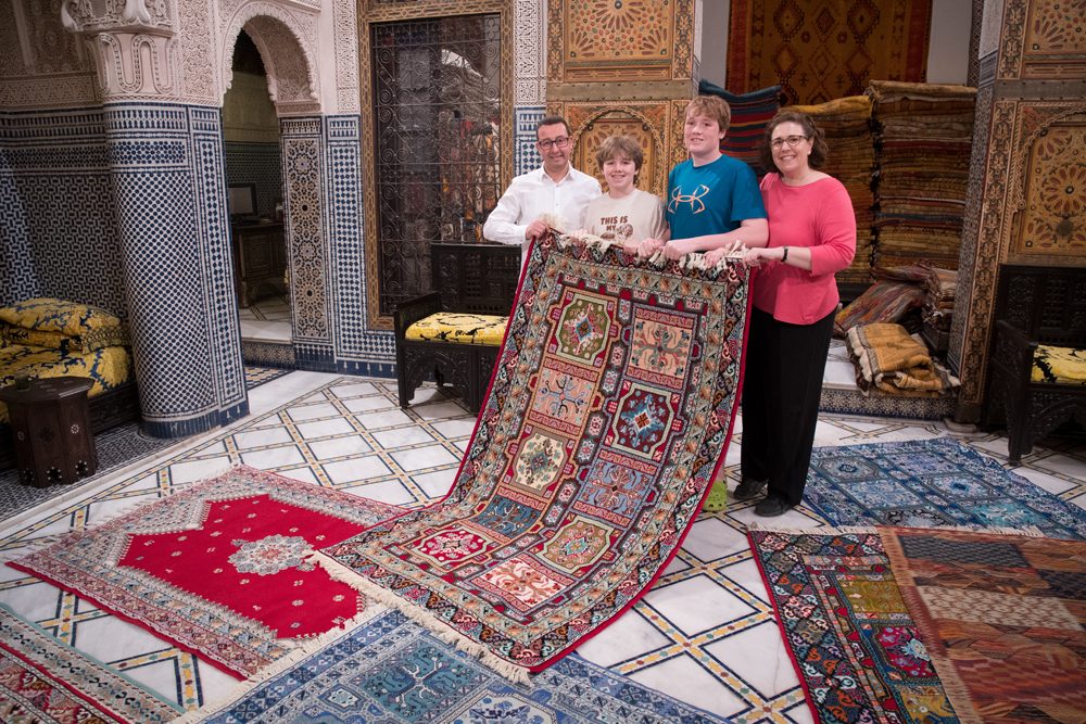 Morocco Fez carpet store Wendy and boys