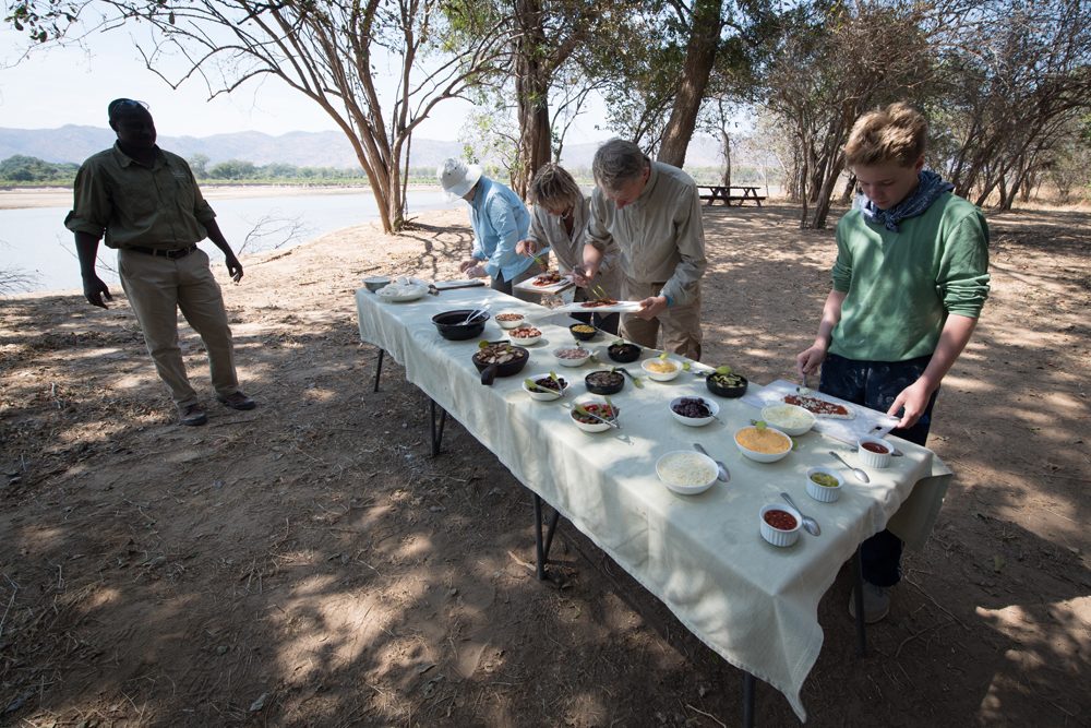 Zambia pizza lunch in the bush