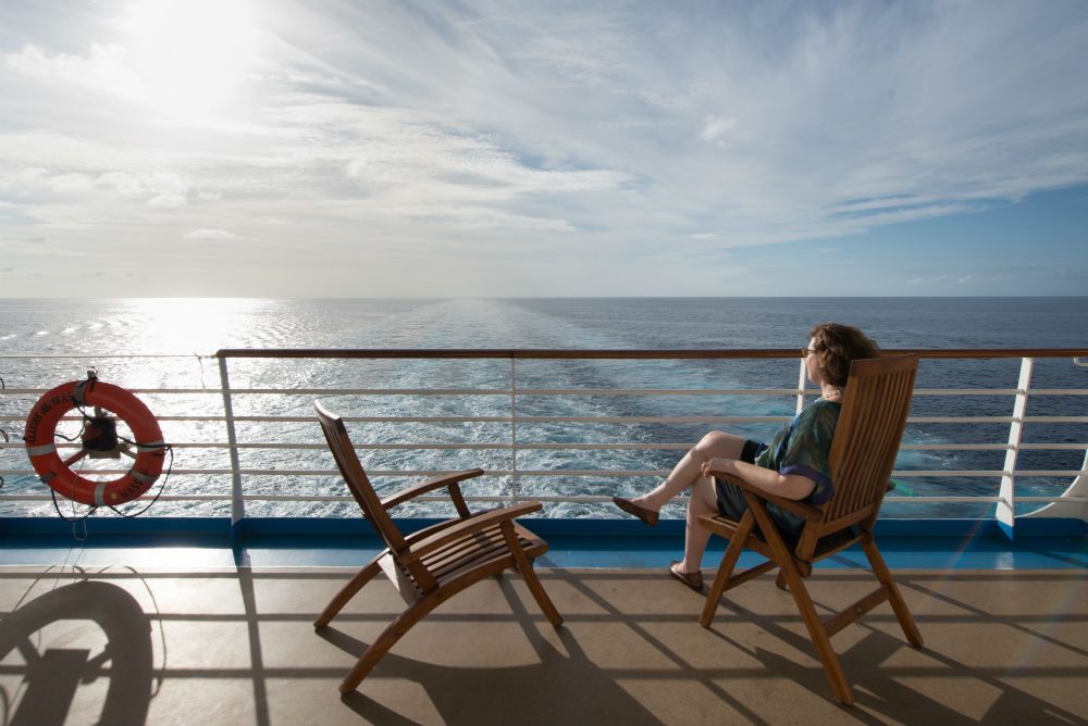 Wendy Perrin on Allure of the Seas cruise ship balcony