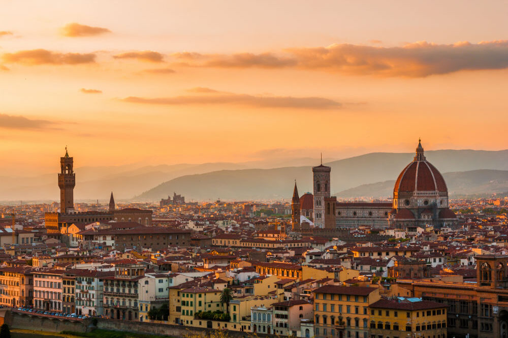 Sunset in Florence, Italy.