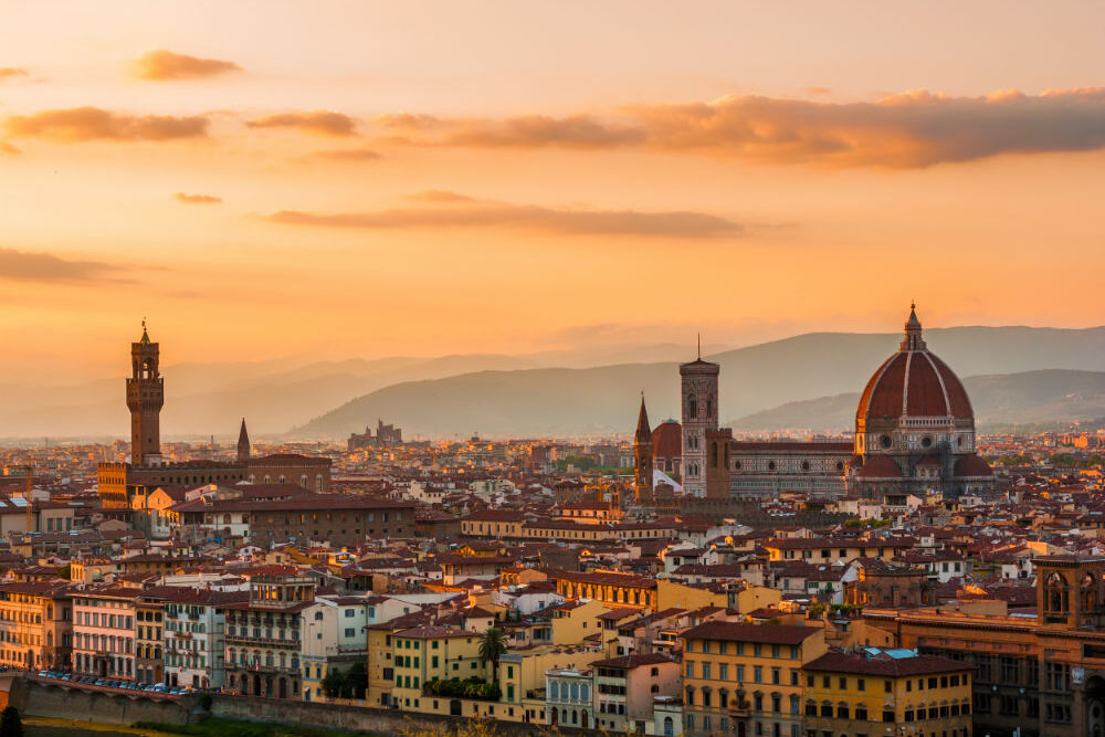 Sunset in Florence, Italy. 