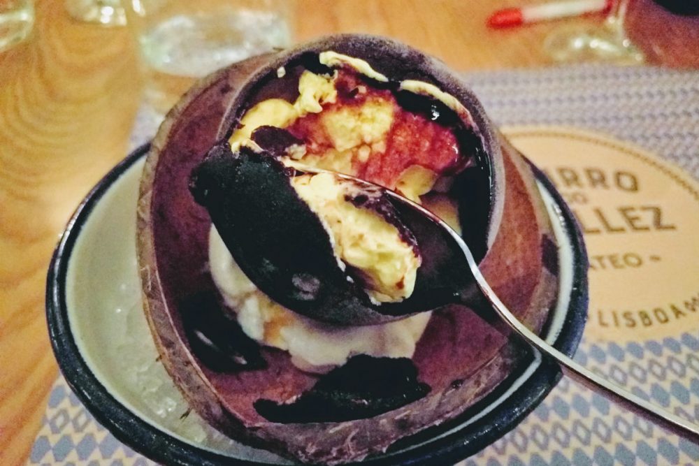 The passionfruit dessert at Bairro do Avillez, in Lisbon, is served in a chocolate "coconut."