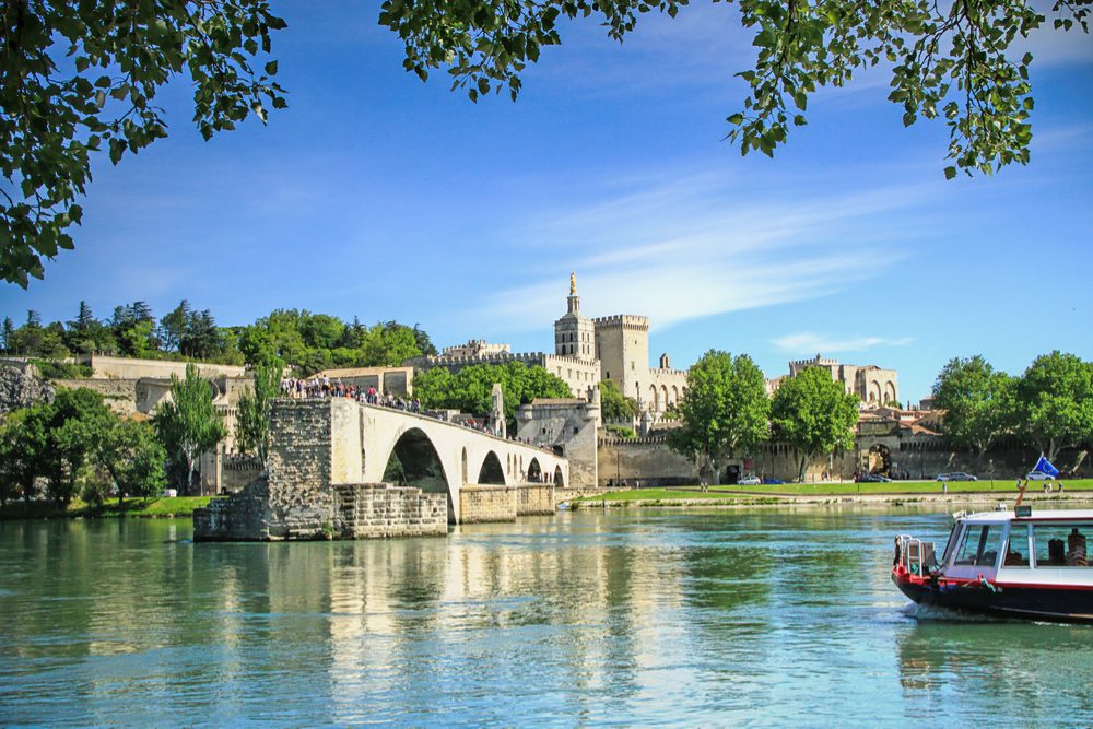 bridge of Avignon and The Popes Palace in Avignon ( city of Popes), France