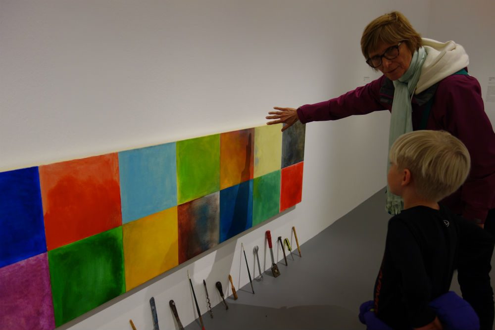 child looking at art at the Centre Pompidou in Paris